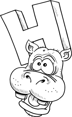 Letter H Is For Hippopotamus Coloring Page